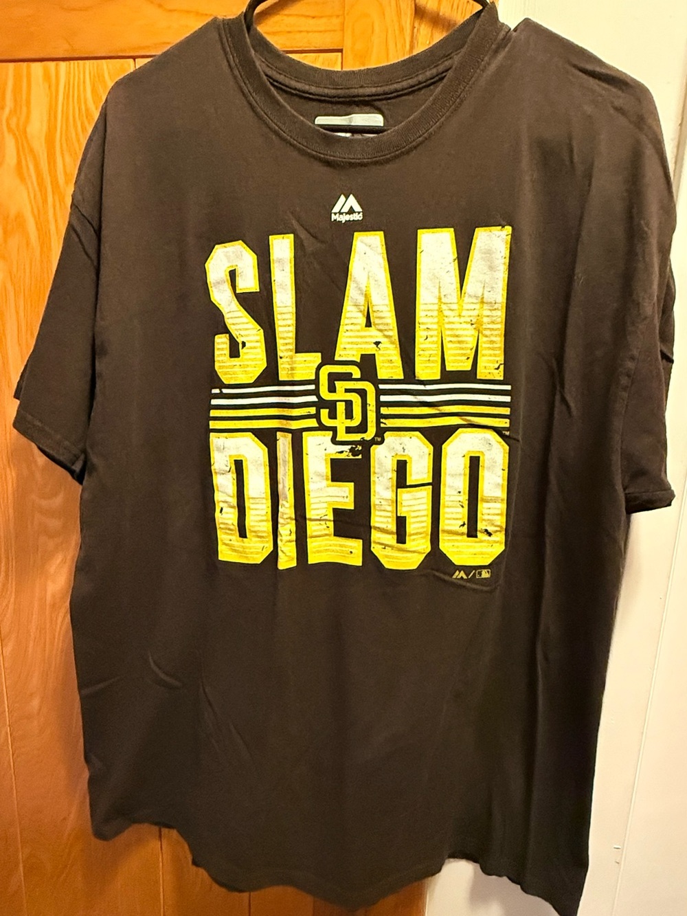 Majestic Brown San Diego Padres Tee with Yellow 'Slam Diego' Graphic